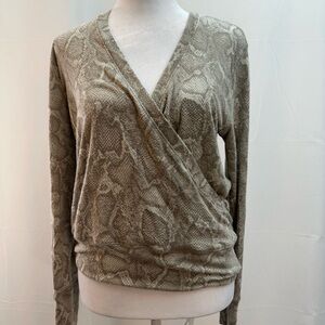 Sundry Beige Snake Print Long Sleeve Top 1